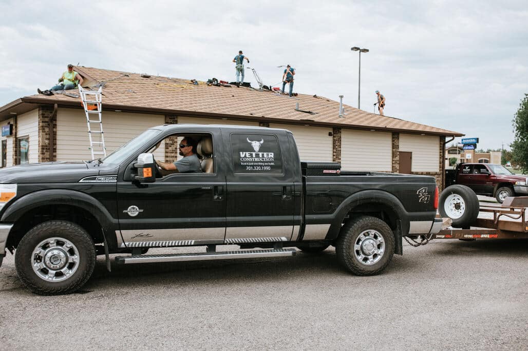 Vetter Construction company trailer on job site